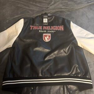 True Religion Black and White Leather Jacket